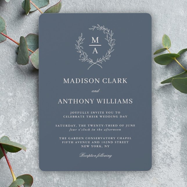 Invitación Boda Monograma sencillo y elegante de la Marina Az (Subido por el creador)