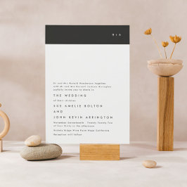 Invitación Boda monograma simple de banda negra moderna