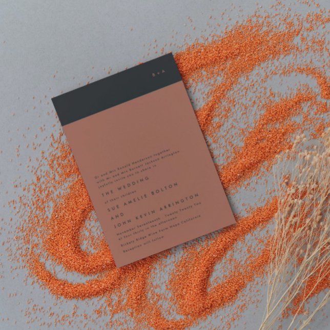 Invitación Boda monograma simple de banda negra moderna (Subido por el creador)