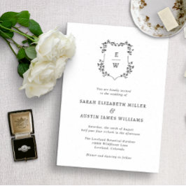 Invitación Boda monograma simple y elegante