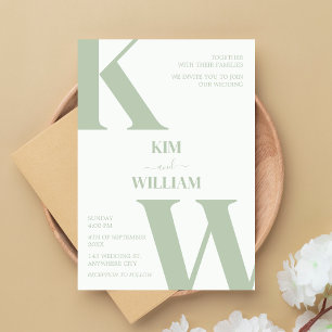 Invitación Boda Monograma verde de la Fábrica de la Monografí