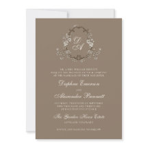 Boda Monogramada Floral Marrón Vintage