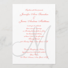 Invitación Boda Monogramado de Coral Gray