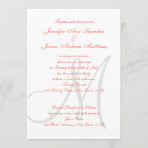 Invitación Boda Monogramado de Coral Gray