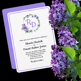 Invitación Boda Monogramado de Wreath floral de bonito