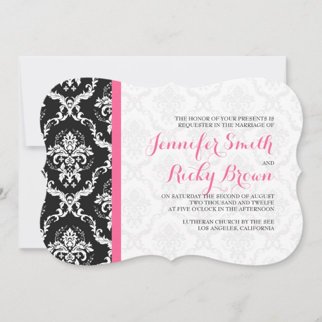 Invitación Boda Monogramado Elegante Blanco y Negro (Anverso)