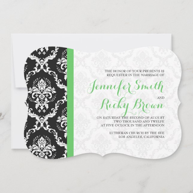 Invitación Boda Monogramado Elegante Blanco y Negro (Anverso)