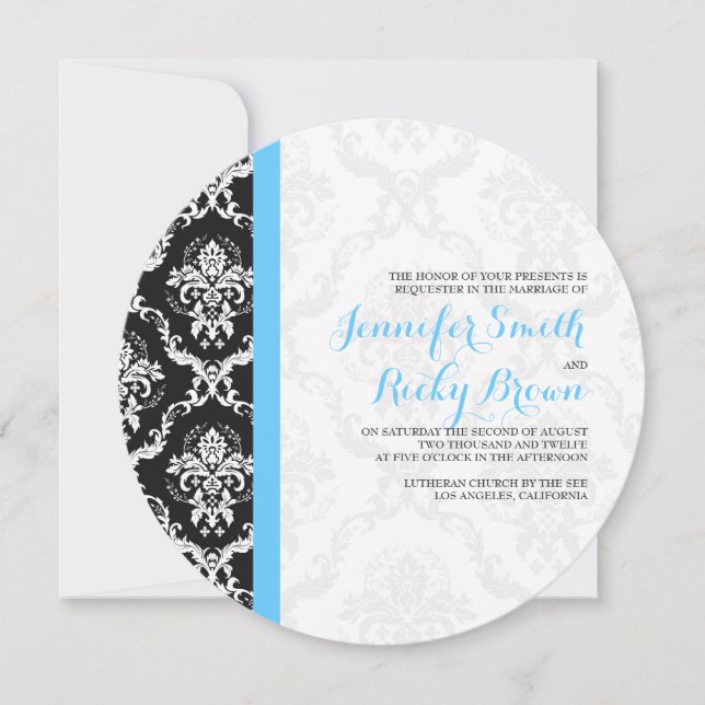 Invitación Boda Monogramado Elegante Blanco y Negro (Anverso)