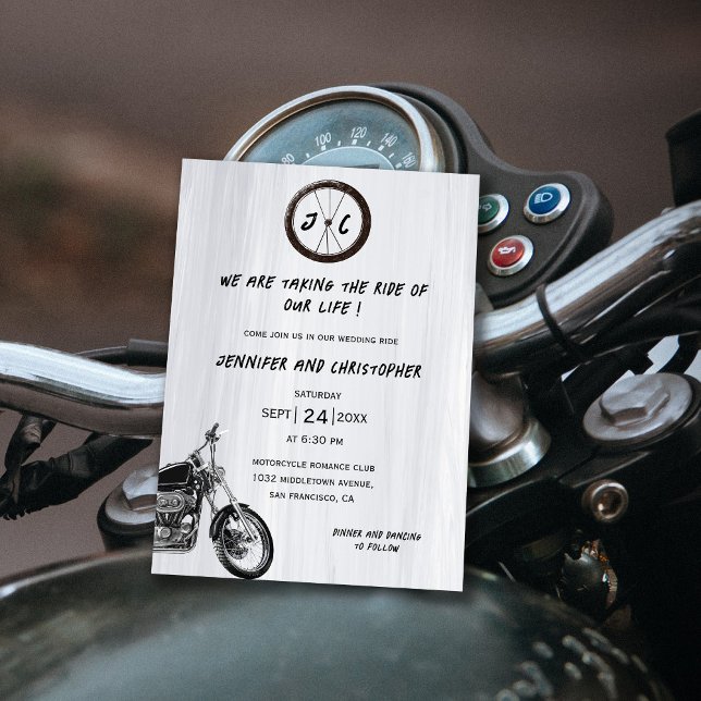 Invitación Boda Monogramado Moderno de Motocicleta Adventure (Subido por el creador)