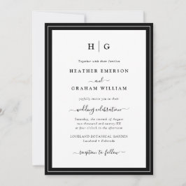 Invitación Boda Monogramado Negro