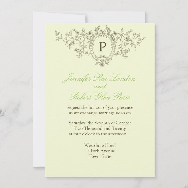 Invitación Boda Monogramas de Bride Groom Bodas (Anverso)