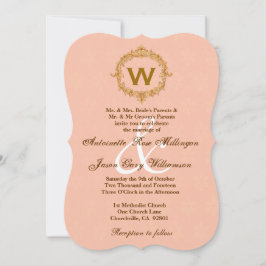 Invitación Boda monogramo de marco vintado dorado