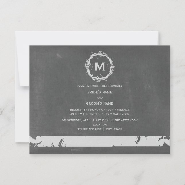 Invitación Boda monogramo inspirado en ChaIk (Anverso)