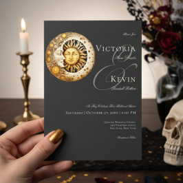 Invitación Boda Moody Victoriano oscuro Luna y Sol