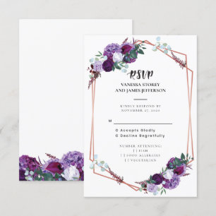 Invitación Boda morada floral RSVP