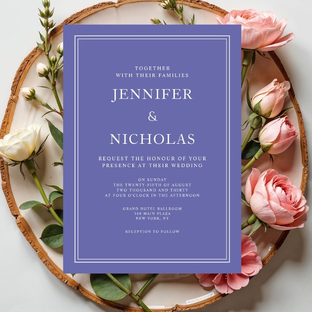Invitación Boda Morada Formal Elegante Moderna (Modern Elegant Formal Purple Wedding Invitation)