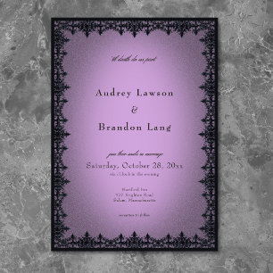 Invitación Boda Morada Frontera de Hierro Gótico Victoriano