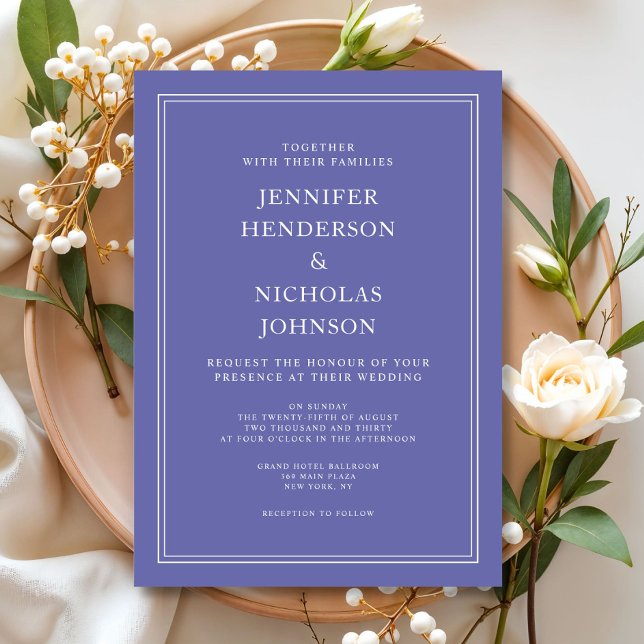 Invitación Boda Morada Lavanda Formal Elegante Moderna (Modern Elegant Formal Purple Lavender Wedding Invitation)