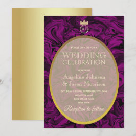 Invitación Boda Morada Simple y Elegante