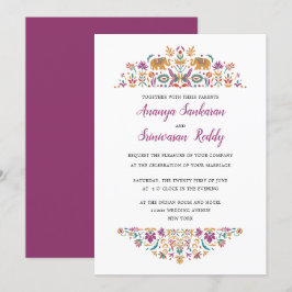 Invitación Boda morado de flores indias