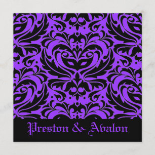 Invitación Boda morado de mascarada en Halloween