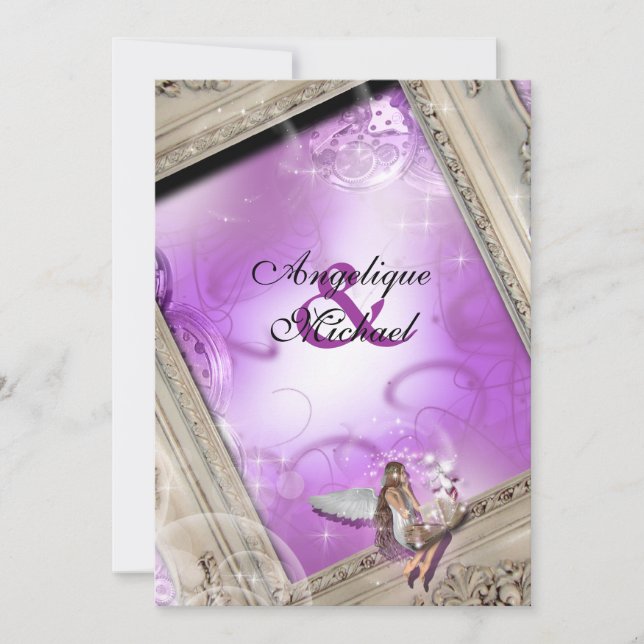 Invitación boda morado de oro (Anverso)