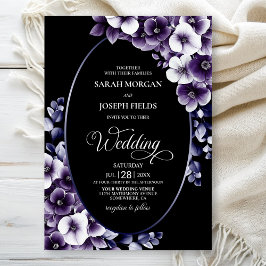 Invitación Boda morado de óvalo floral