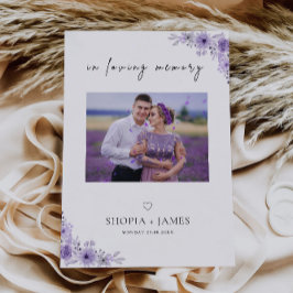 Invitación Boda morado en el Rótulo de la foto de la memoria