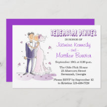 Boda morado ensayando cena novia y novio