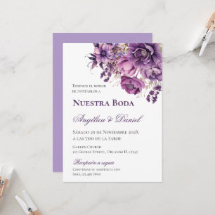 Invitación Boda morado español