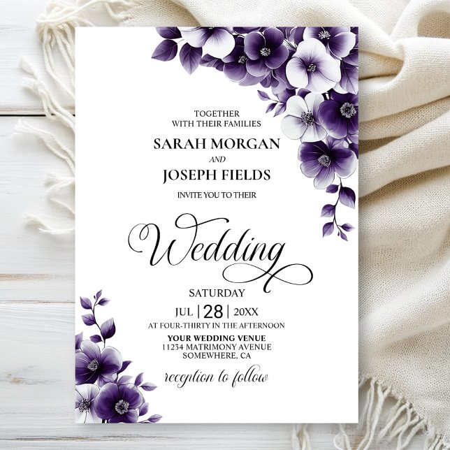 Invitación Boda morado floral (Subido por el creador)