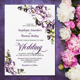 Invitación Boda morado floral