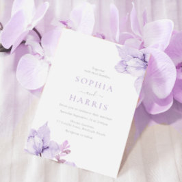 Invitación Boda morado floral acuarela asombrosa