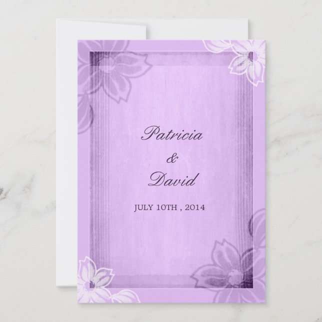 Invitación Boda morado floral acuático moderno (Anverso)