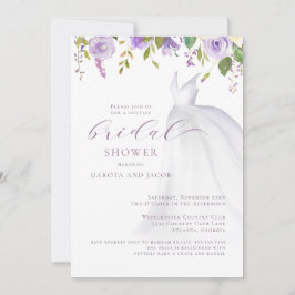Invitación Boda morado floral Vestido Parejas Ducha de novia