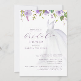 Invitación Boda morado floral Vestido Parejas Ducha de novia