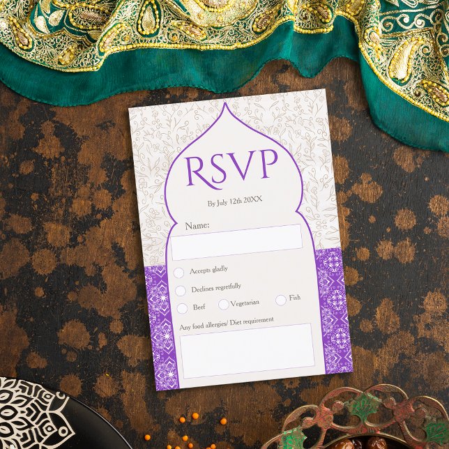 Invitación Boda morado marroquí floral rsvp (Subido por el creador)