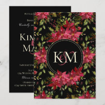 Boda moreno Claret Red Poinsettia Monograma