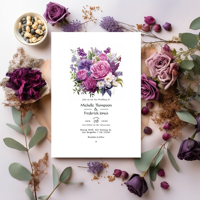Invitación Boda Morple Medley Floral de Invierno (Subido por el creador)