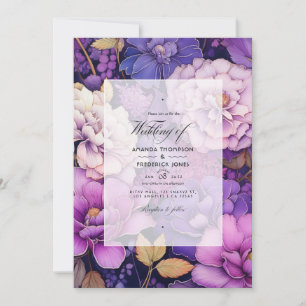 Invitación Boda Morple Medley Floral de Invierno