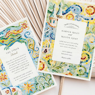 Invitación Boda Mosaico de Barcelona inspirado en Gaudí