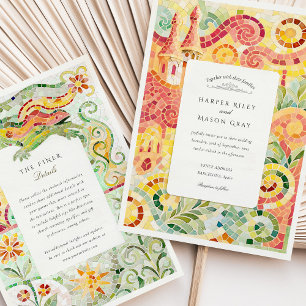 Invitación Boda Mosaico de Barcelona inspirado en Gaudí