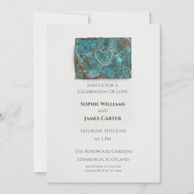 Invitación Boda Mosaico Verde (Anverso)