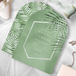 Invitación Boda Moss Green Arch ID956 de la hoja de palma exu