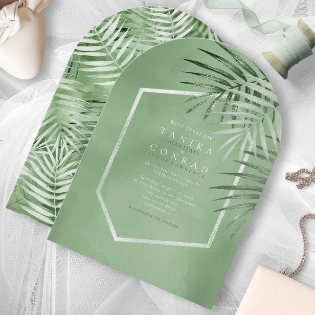 Invitación Boda Moss Green Arch ID956 de la hoja de palma exu (Subido por el creador)
