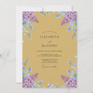Invitación Boda Mostaza Amatista Wisteria