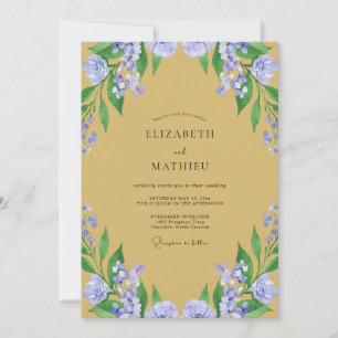 Invitación Boda Mostaza Flor de Lila
