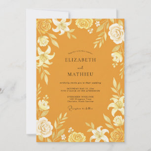 Invitación Boda Mostaza Lirio Dorado