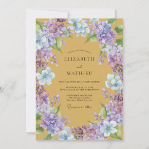 Invitación Boda Mostaza Periwinkle Wisteria