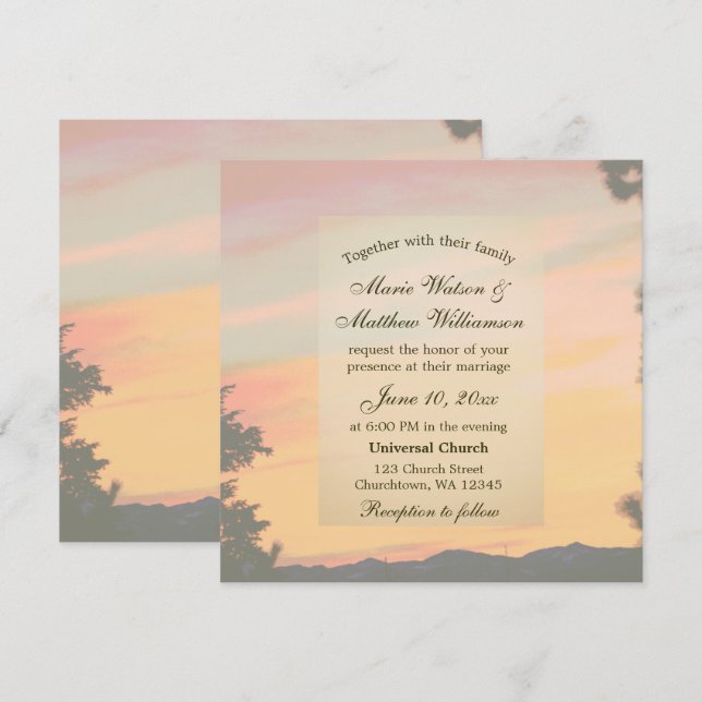 Invitación Boda Mountain Sunset (Anverso / Reverso)